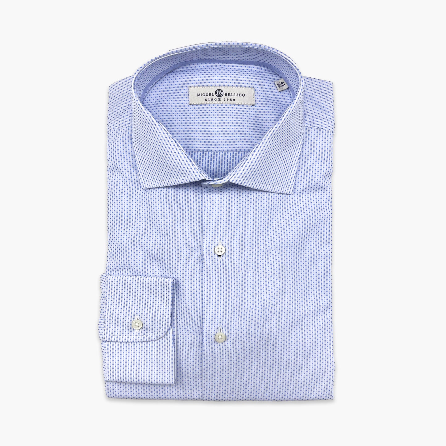 Camisa Clássica c/ Pintas - Azul/Branco