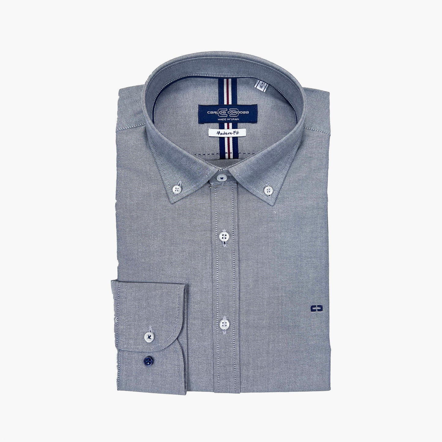 Camisa Oxford Cinza Button Down