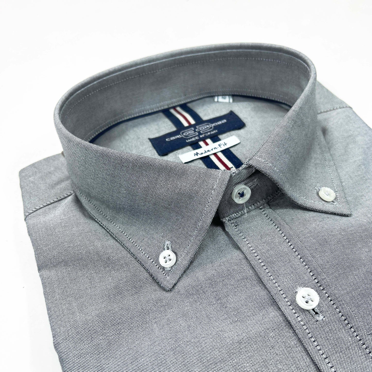 Camisa Oxford Cinza Button Down