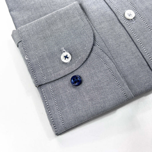 Camisa Oxford Cinza Button Down