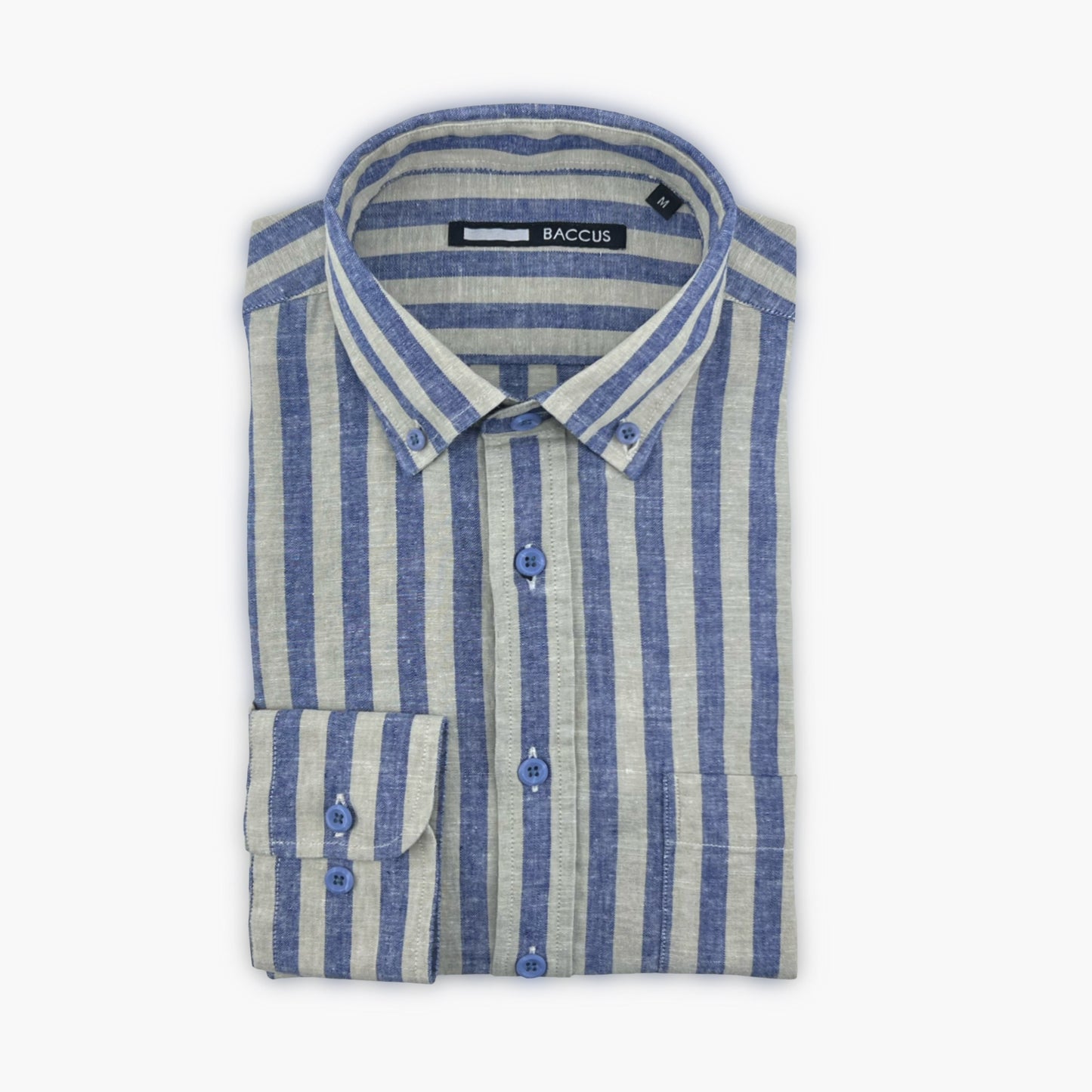 Striped shirt with pocket - Blue/ Cream